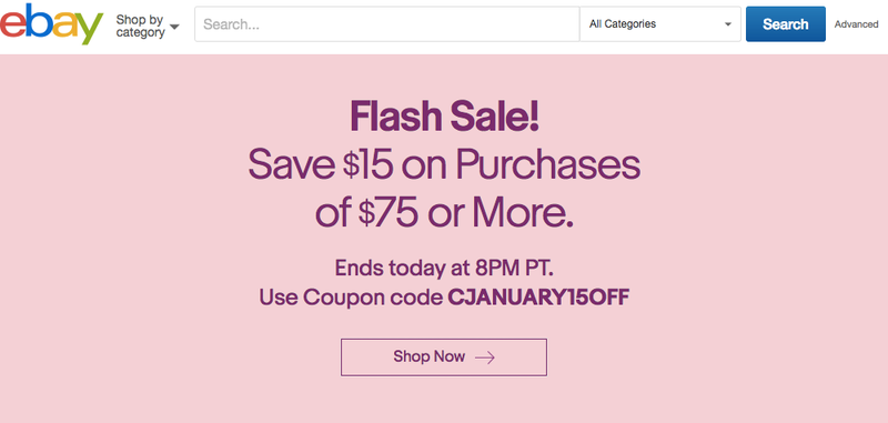 eBay Flash Sale: Promo code CJANUARY15OFF